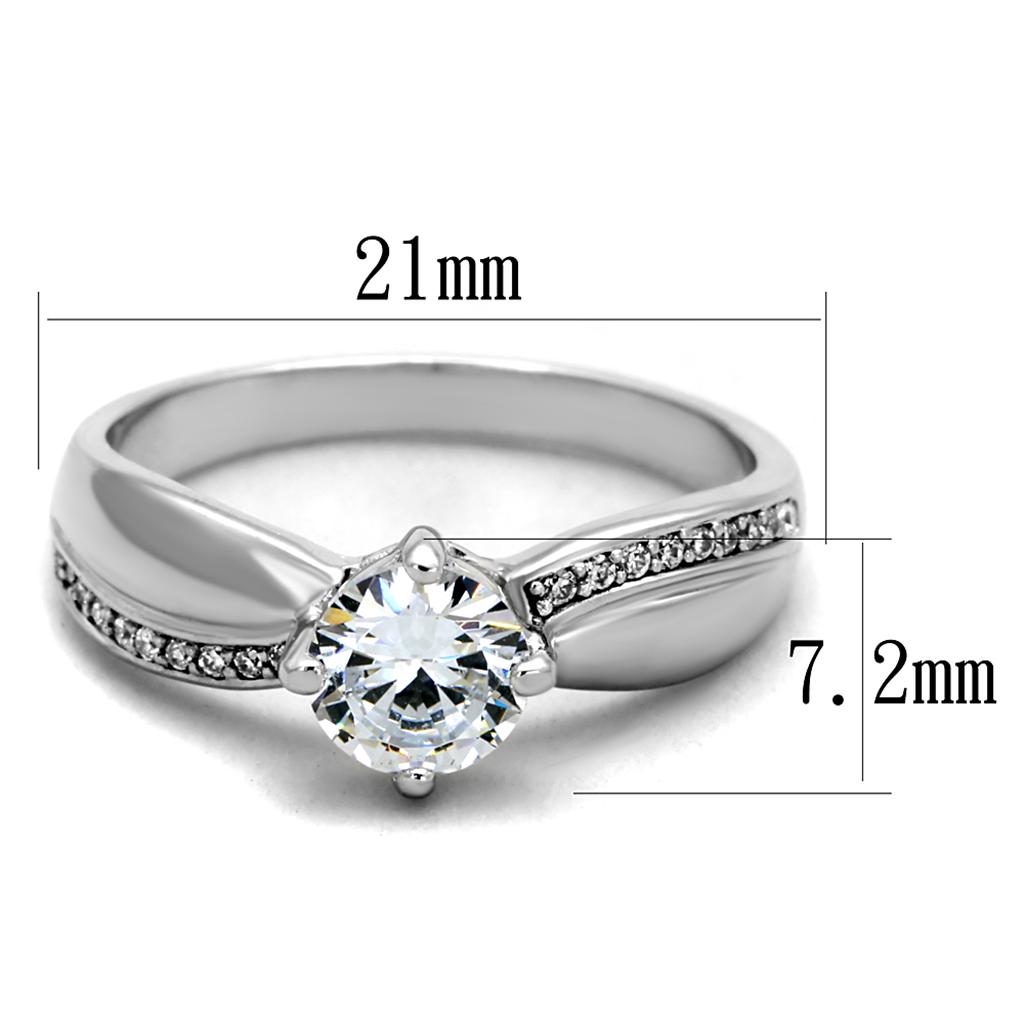 TS264 - Rhodium 925 Sterling Silver Ring with AAA Grade CZ in Clear