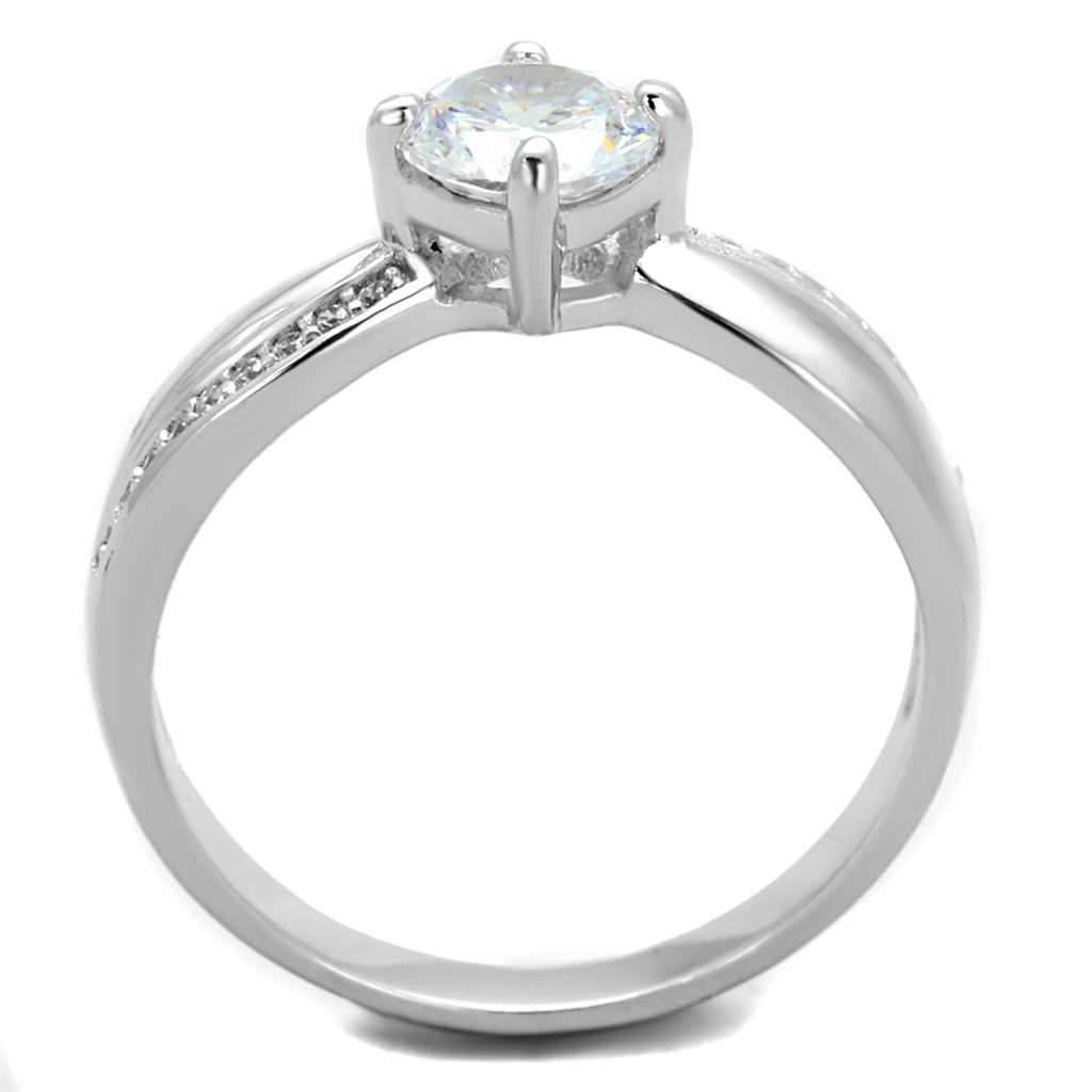 TS264 - Rhodium 925 Sterling Silver Ring with AAA Grade CZ in Clear