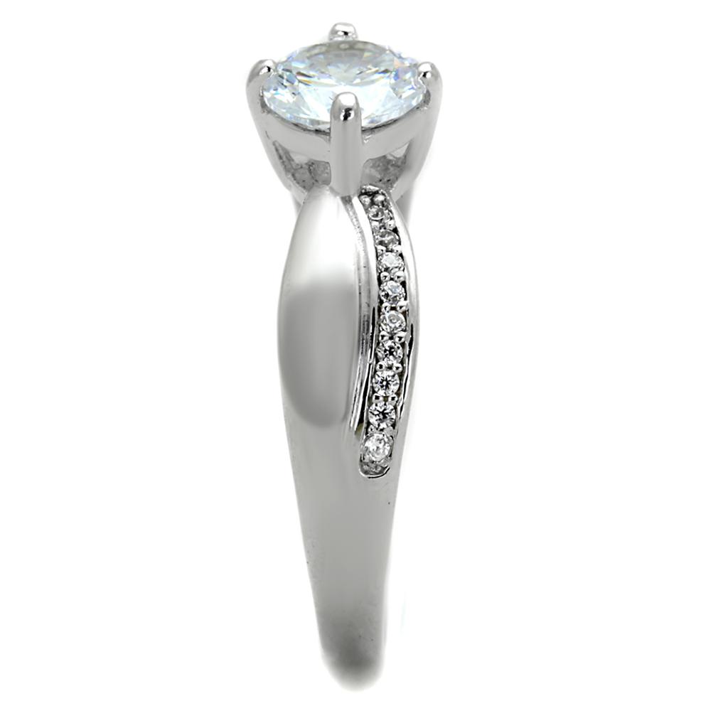 TS264 - Rhodium 925 Sterling Silver Ring with AAA Grade CZ in Clear