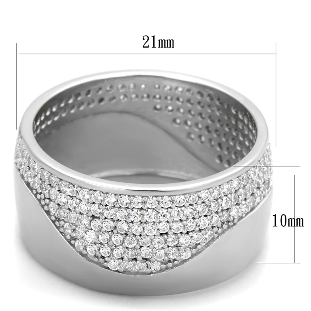 TS378 - Rhodium 925 Sterling Silver Ring with AAA Grade CZ in Clear