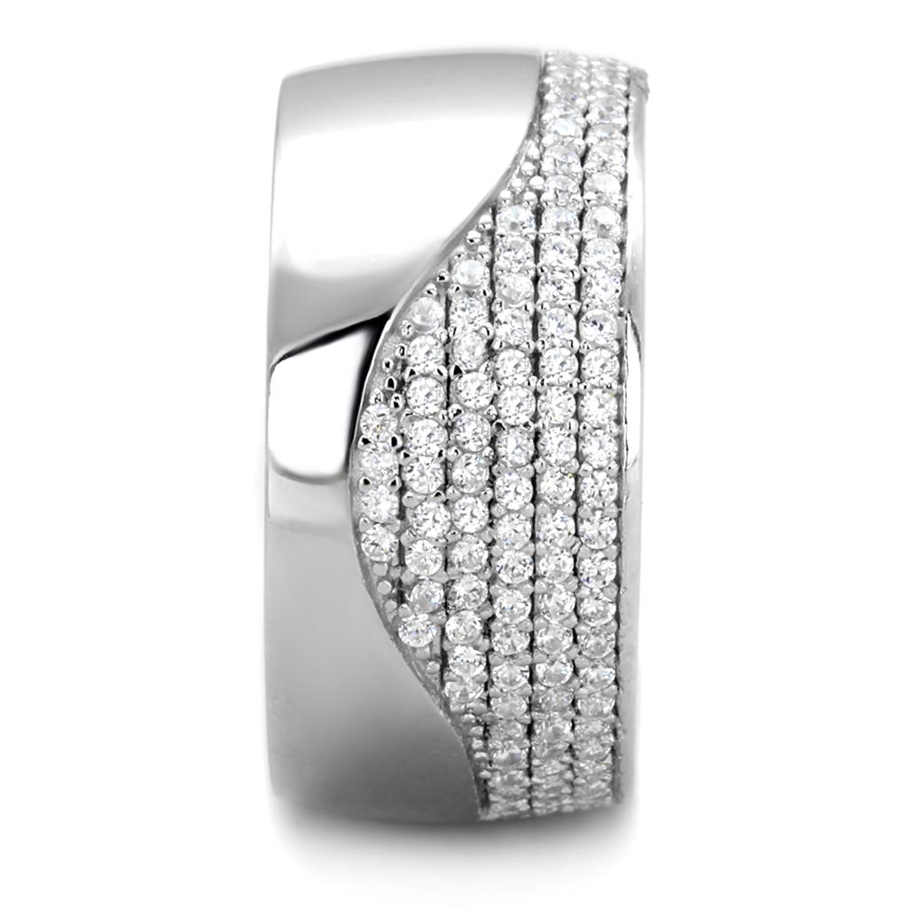 TS378 - Rhodium 925 Sterling Silver Ring with AAA Grade CZ in Clear