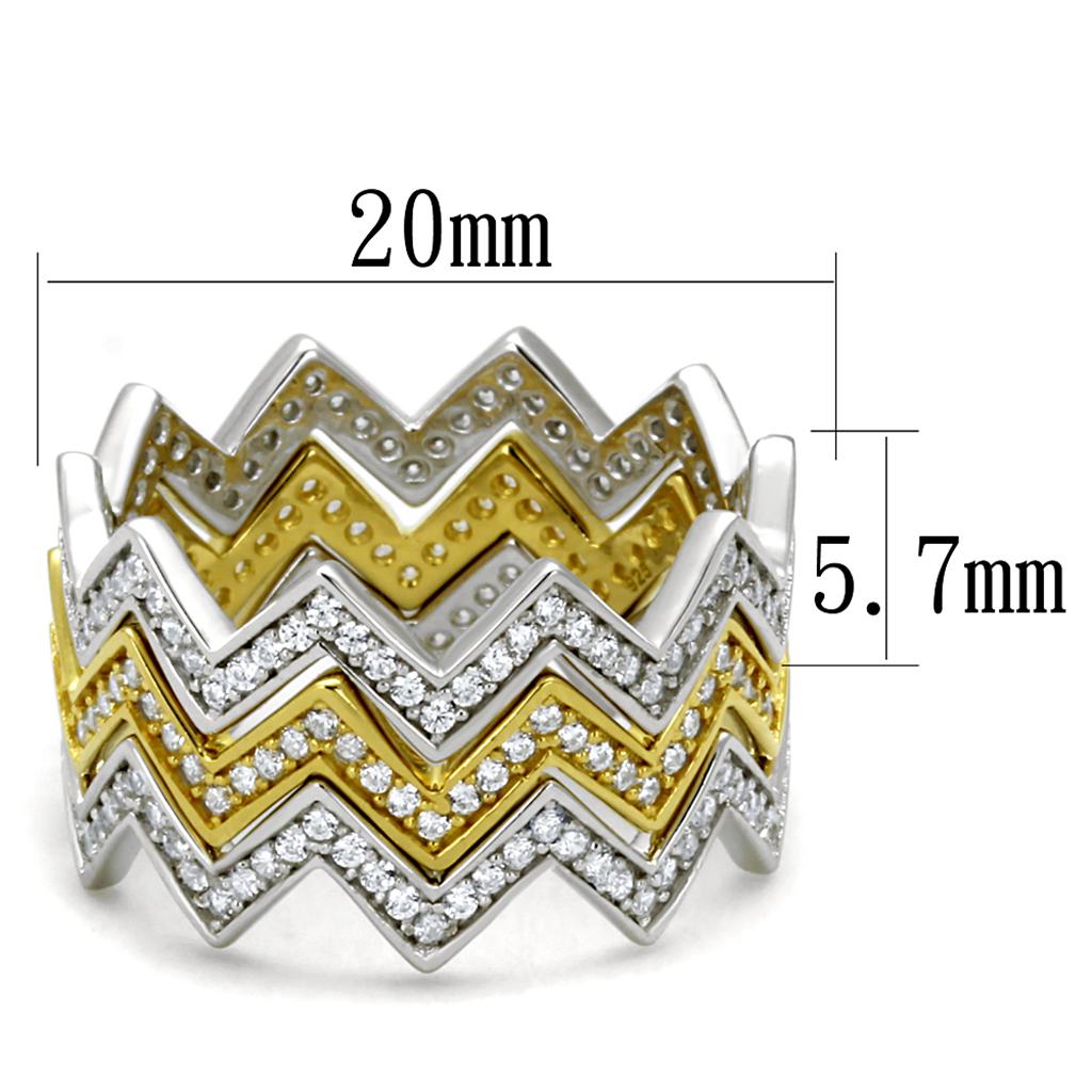 TS492 - Gold+Rhodium 925 Sterling Silver Ring with AAA Grade CZ  in