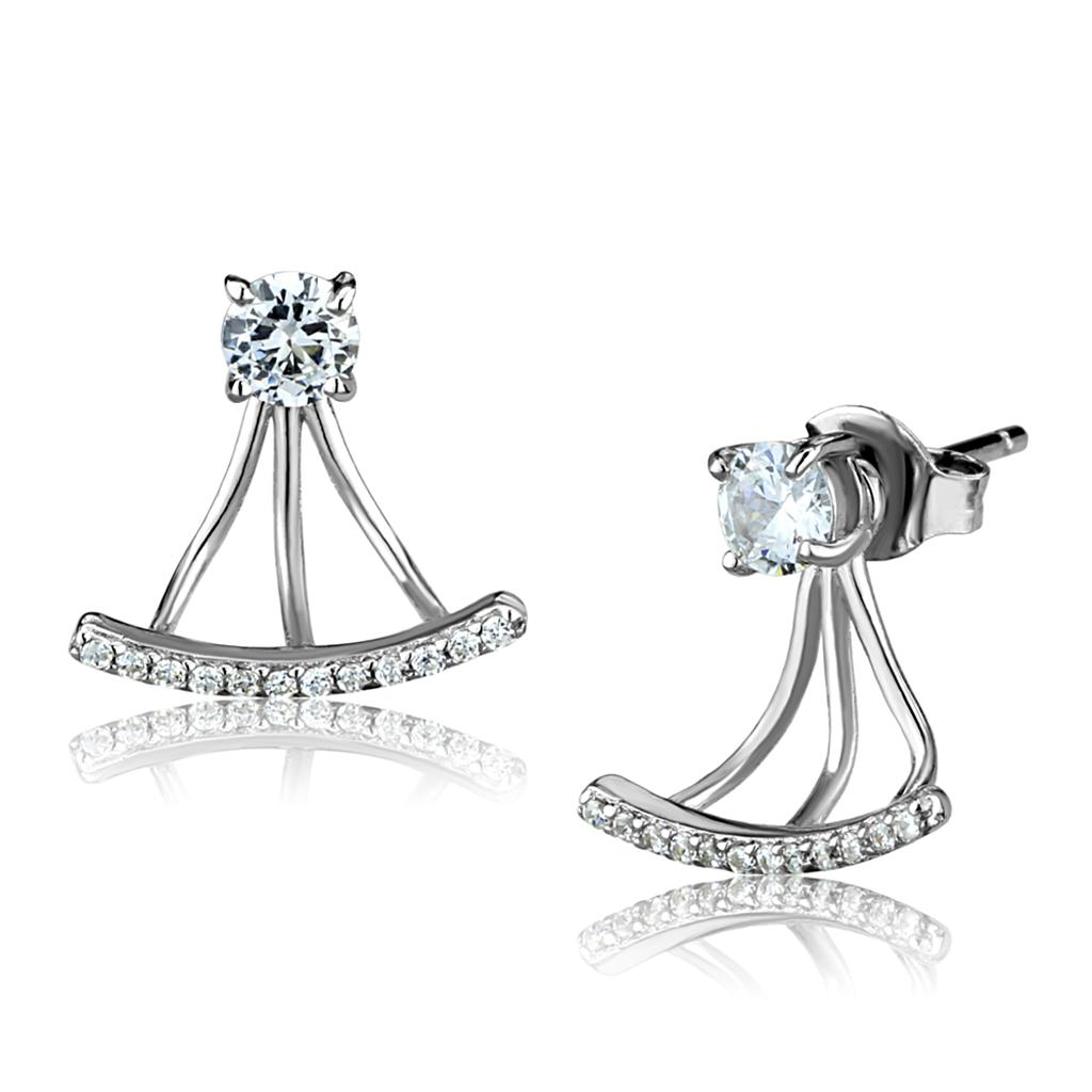 TS512 - Rhodium 925 Sterling Silver Earrings with AAA Grade CZ in