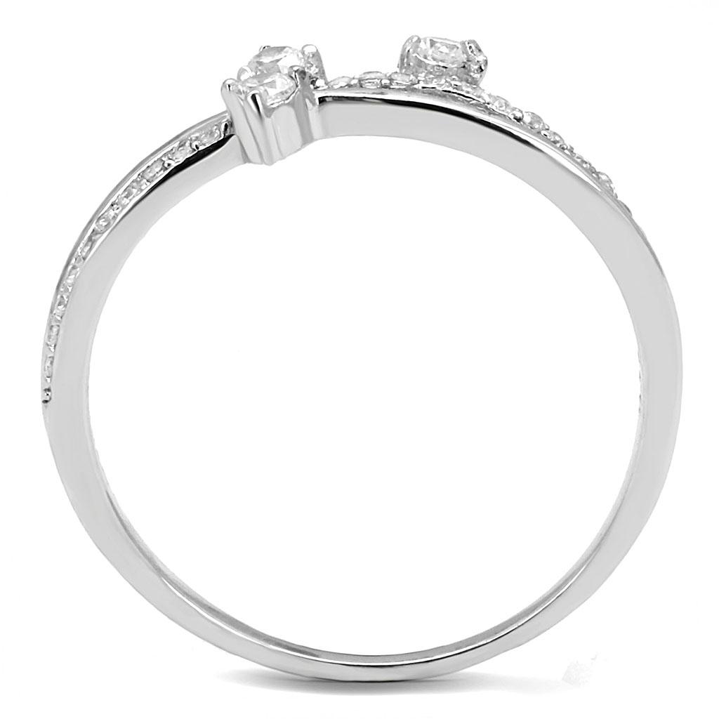 TS581 - Rhodium 925 Sterling Silver Ring with AAA Grade CZ in Clear