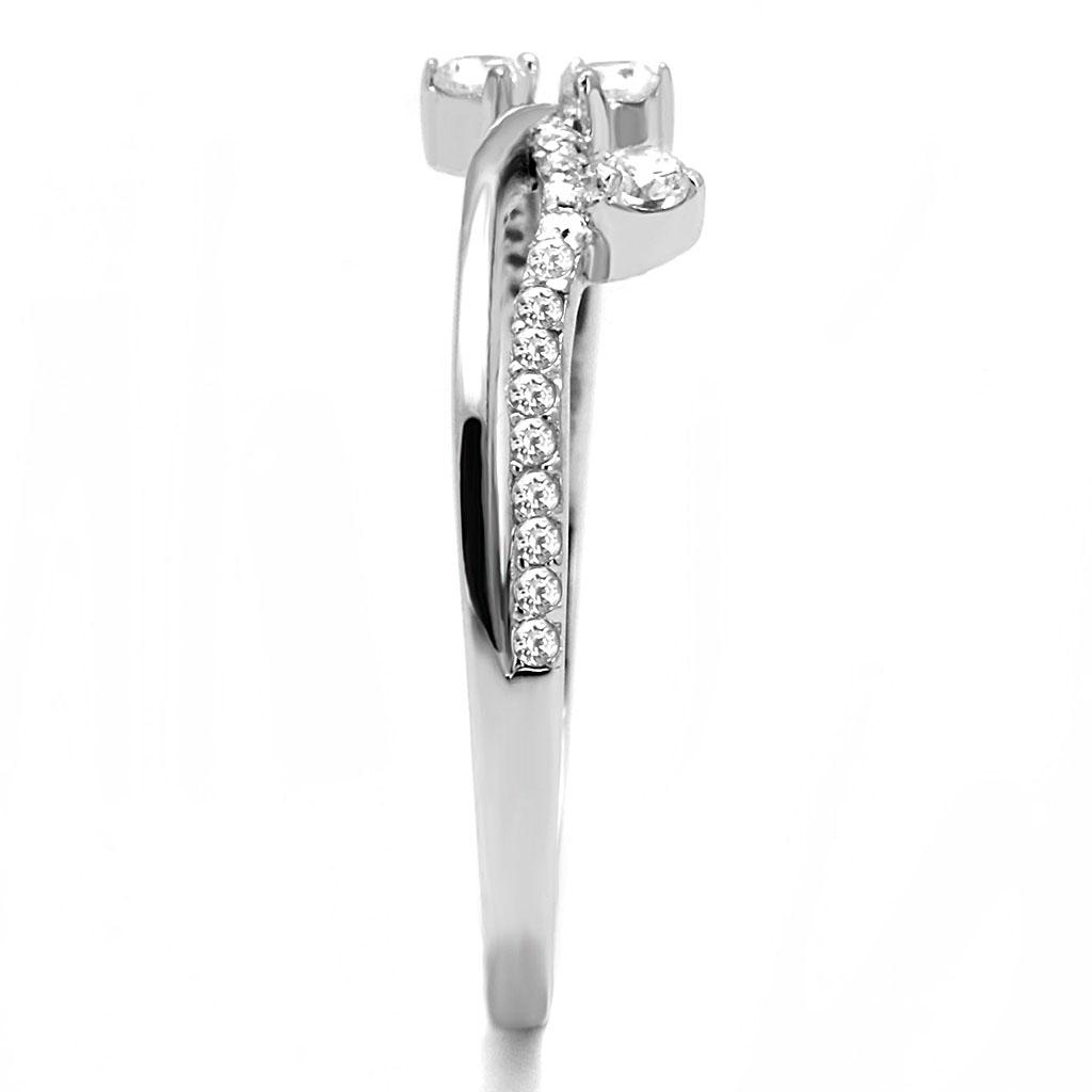 TS581 - Rhodium 925 Sterling Silver Ring with AAA Grade CZ in Clear