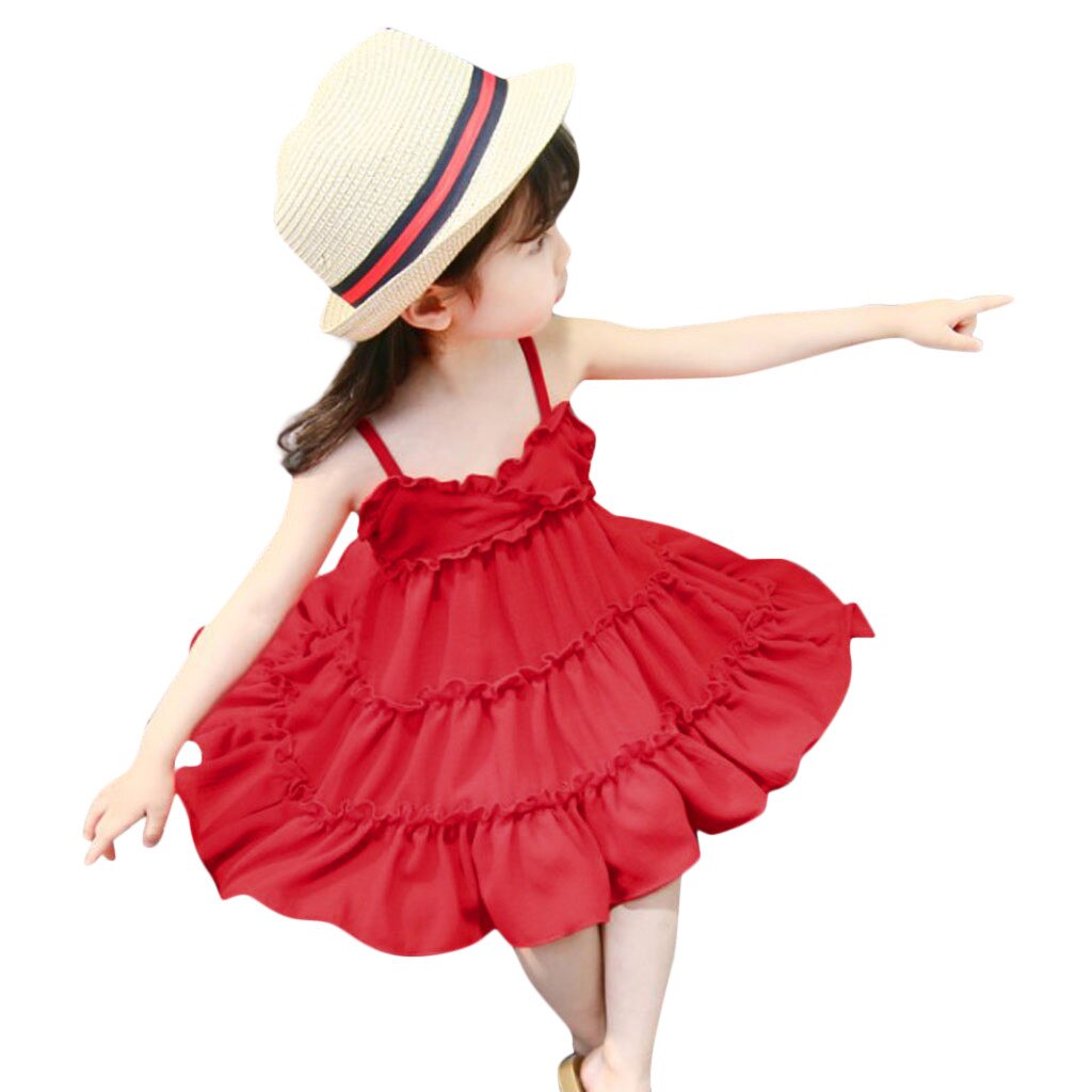 Toddler Baby Kids Girls Elegant princess Dress Red