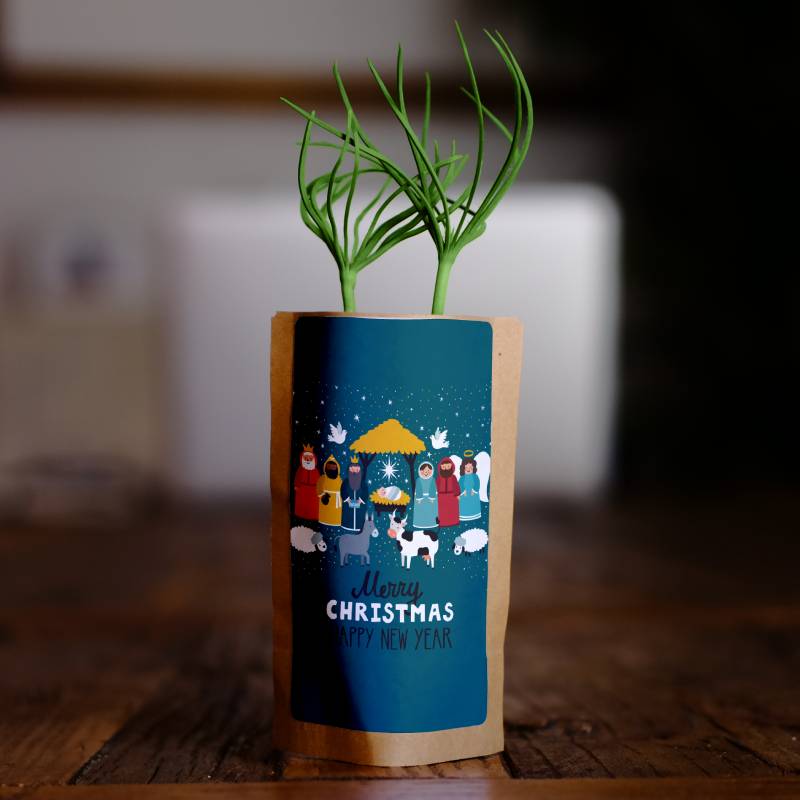 Traditional Nativity Christmas Greetings Tree