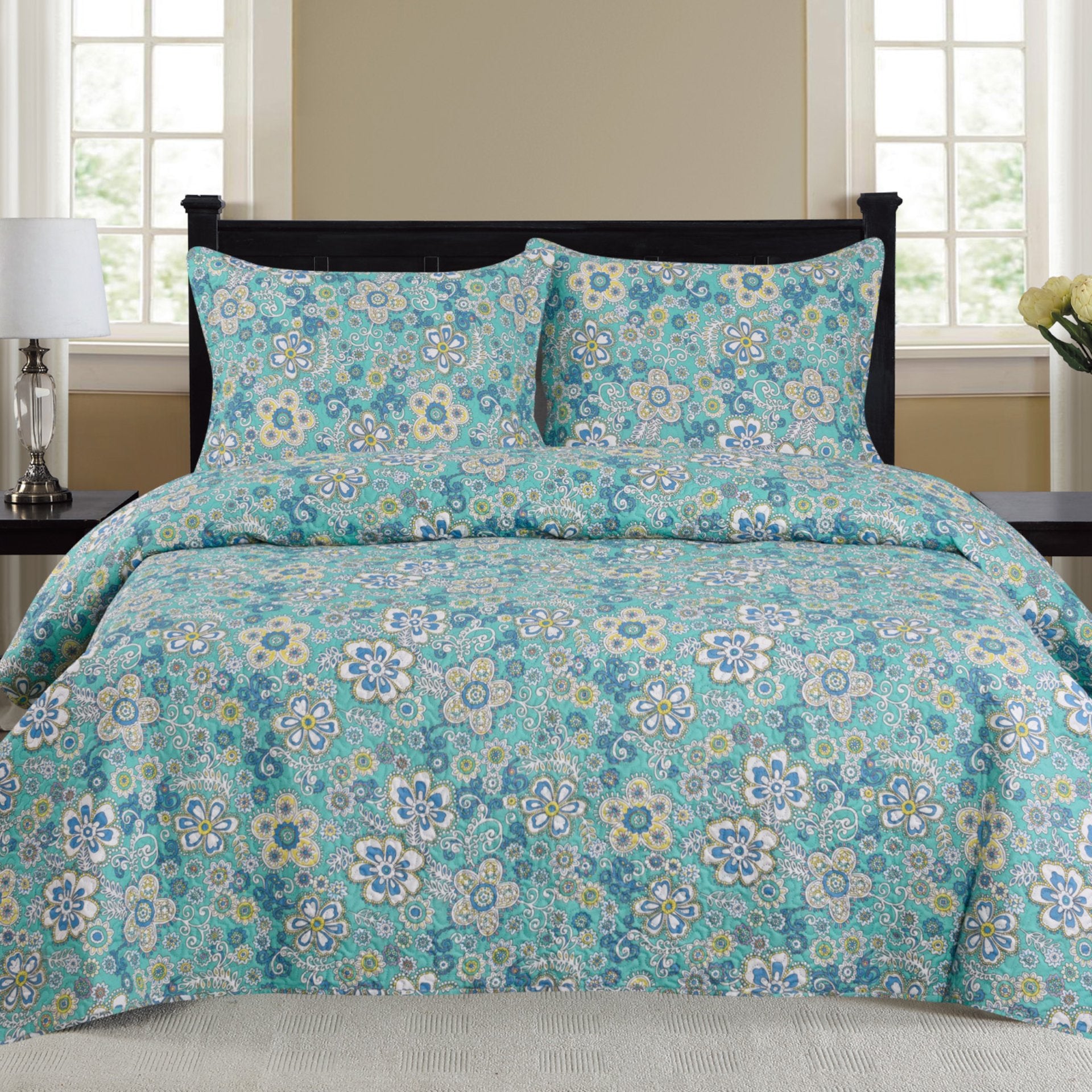 Cynthia - 3 Piece Quilt Set - Turquoise | Azure Zeus