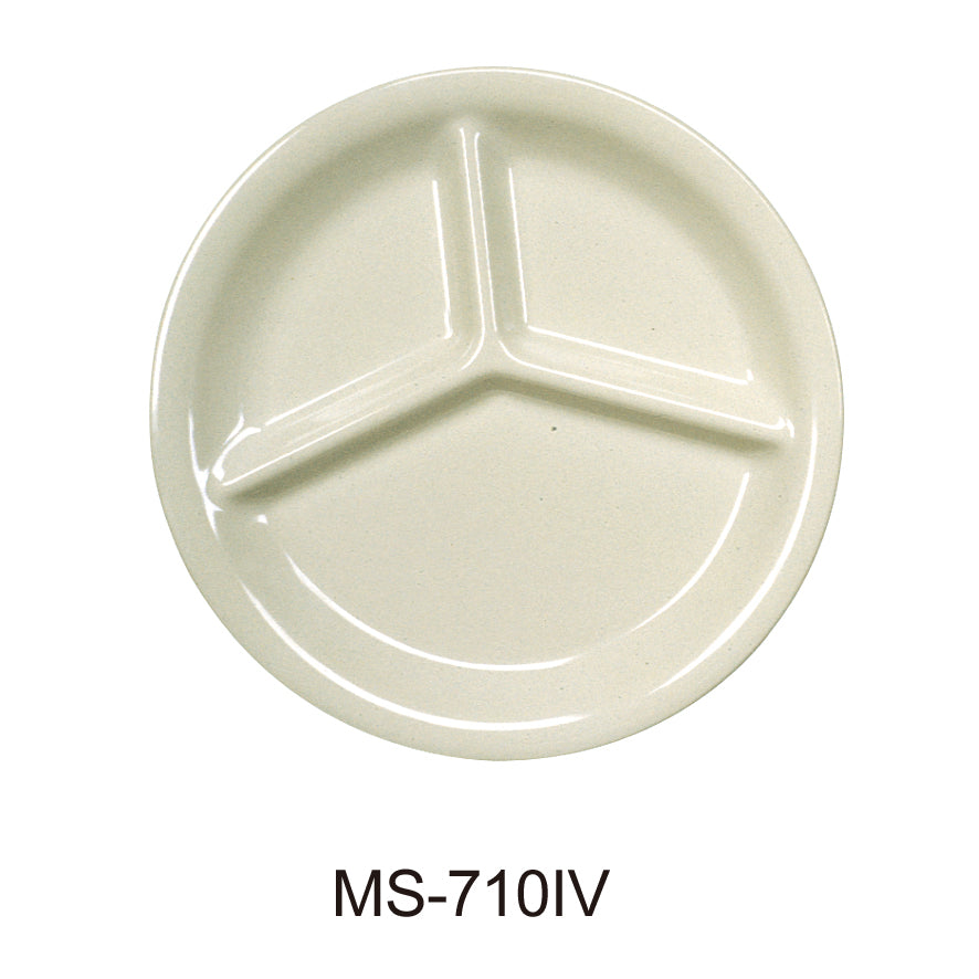 Yanco MS-710IV Mile Stone Three Compartment Plate, Ivory Color | Lime Atlas