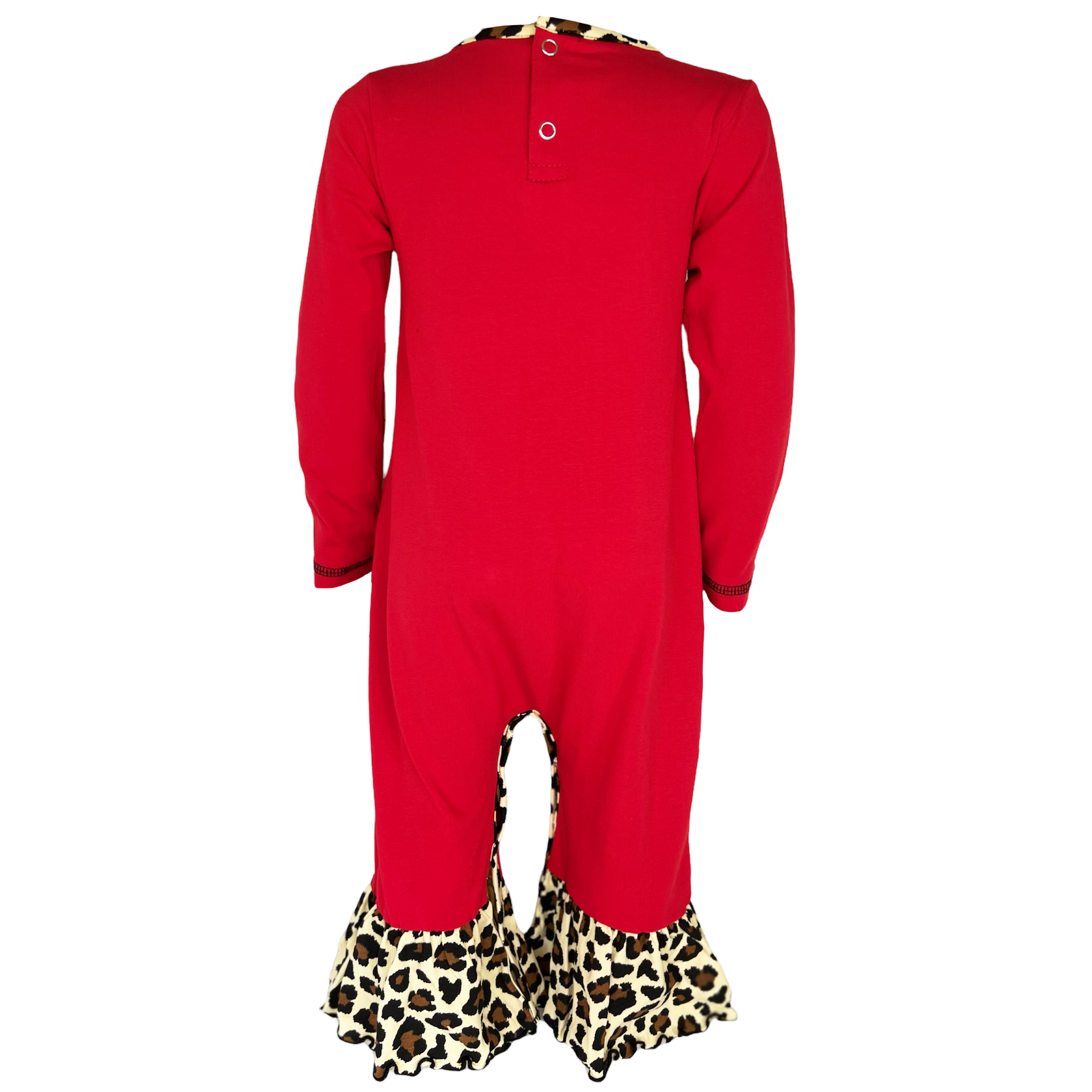 AnnLoren Baby Girls Leopard Valentines Holiday Heart Romper Outfit One