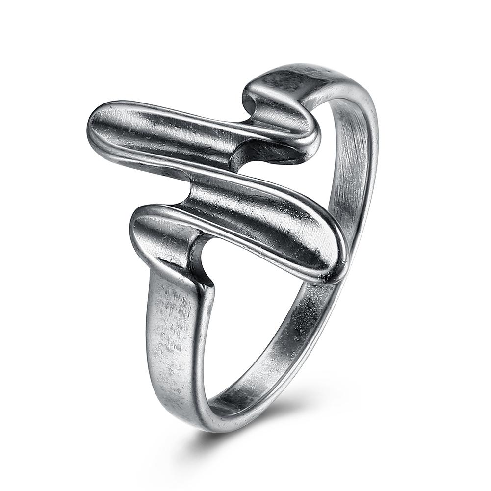 Heart Beat Antique Silver Plated over Stainless Steel Ring | Silver Milo