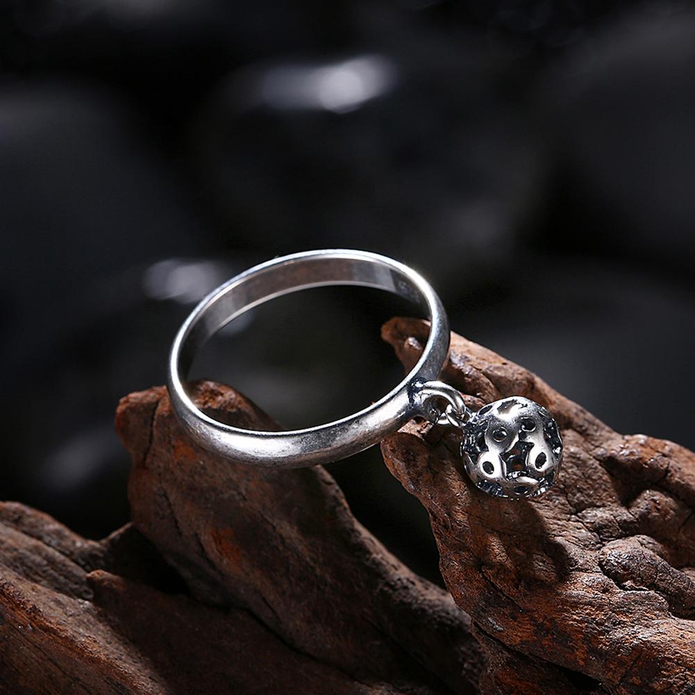 Dangling Sphere Black Plating Stainless Steel Ring