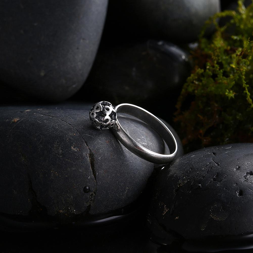 Dangling Sphere Black Plating Stainless Steel Ring