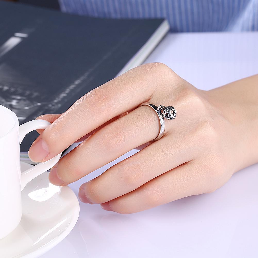 Dangling Sphere Black Plating Stainless Steel Ring