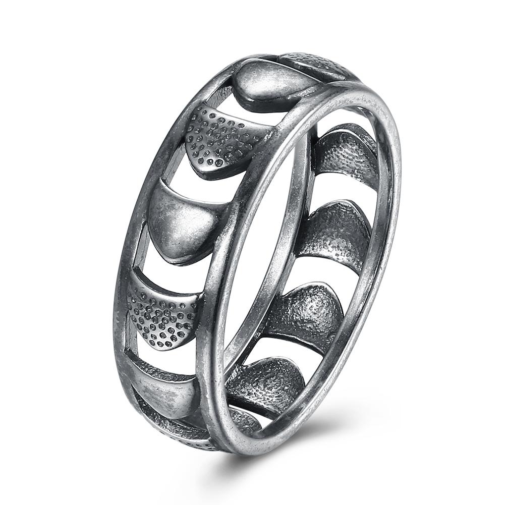 Cresent Moon Antique Silver Plated over Stainless Steel Ring | Silver Milo