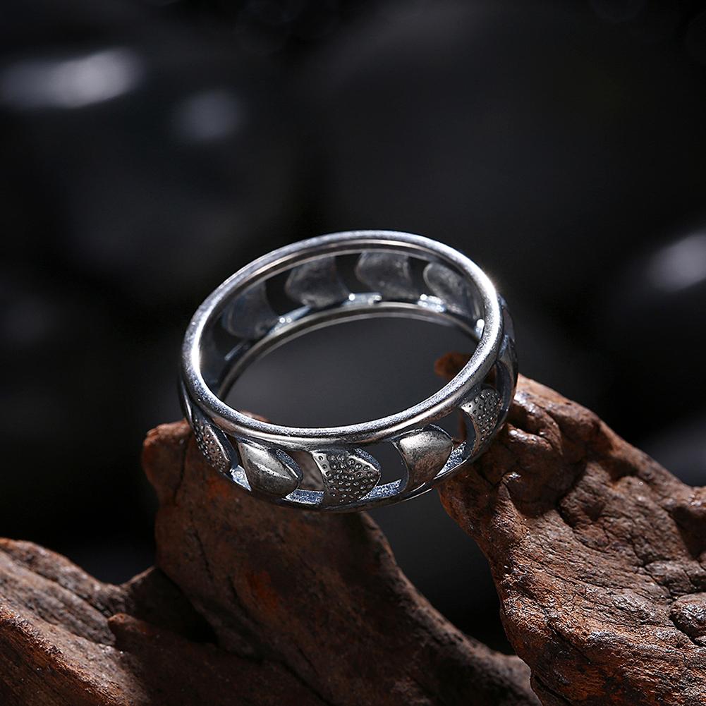 Cresent Moon Antique Silver Plated over Stainless Steel Ring