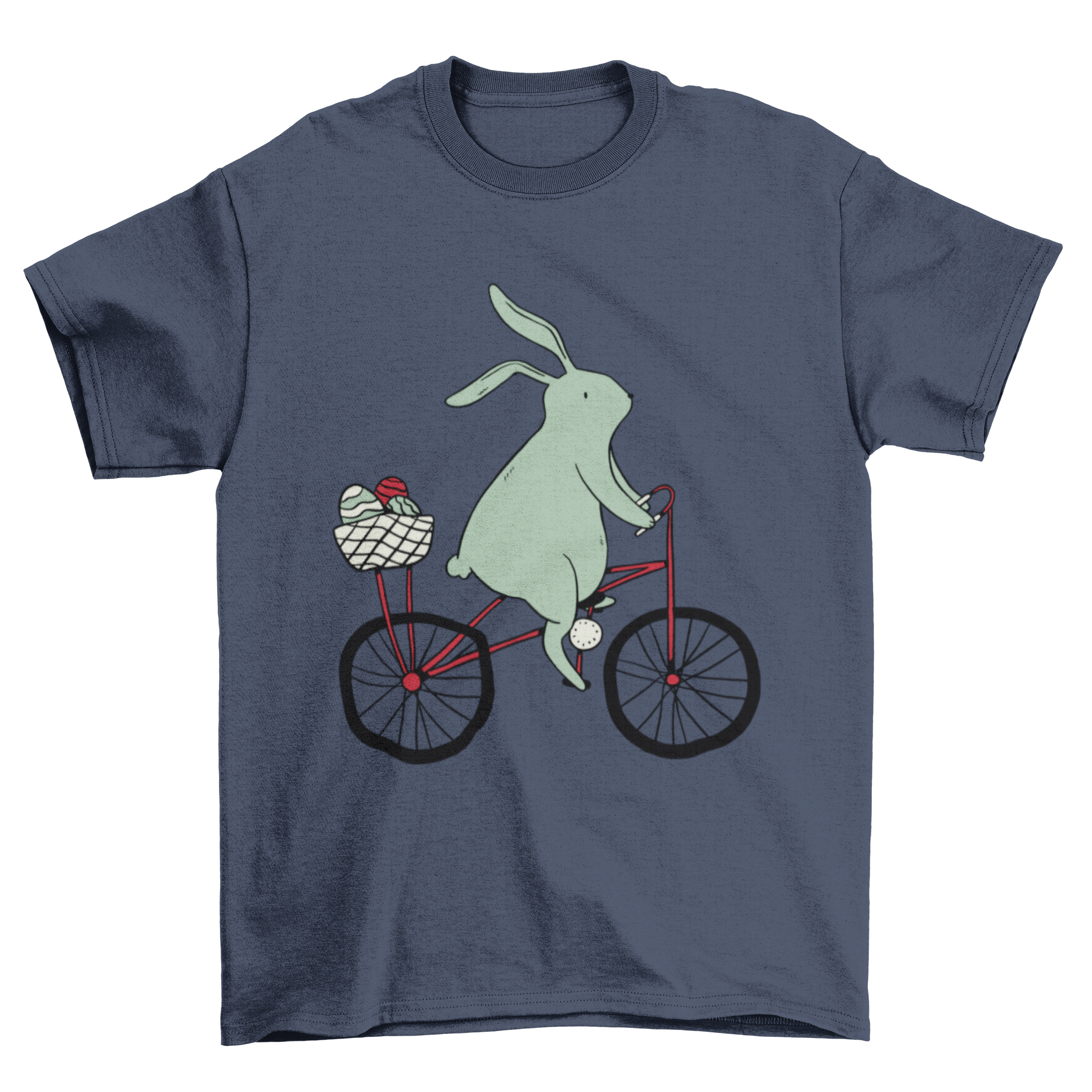 Easter bunny riding bike t-shirt design | Turquoise Theseus