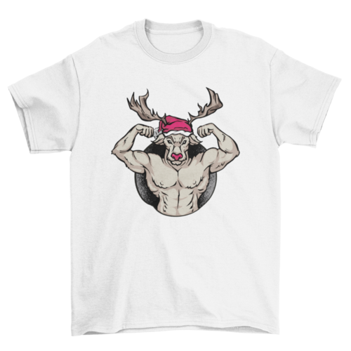 Strong reindeer christmas t-shirt