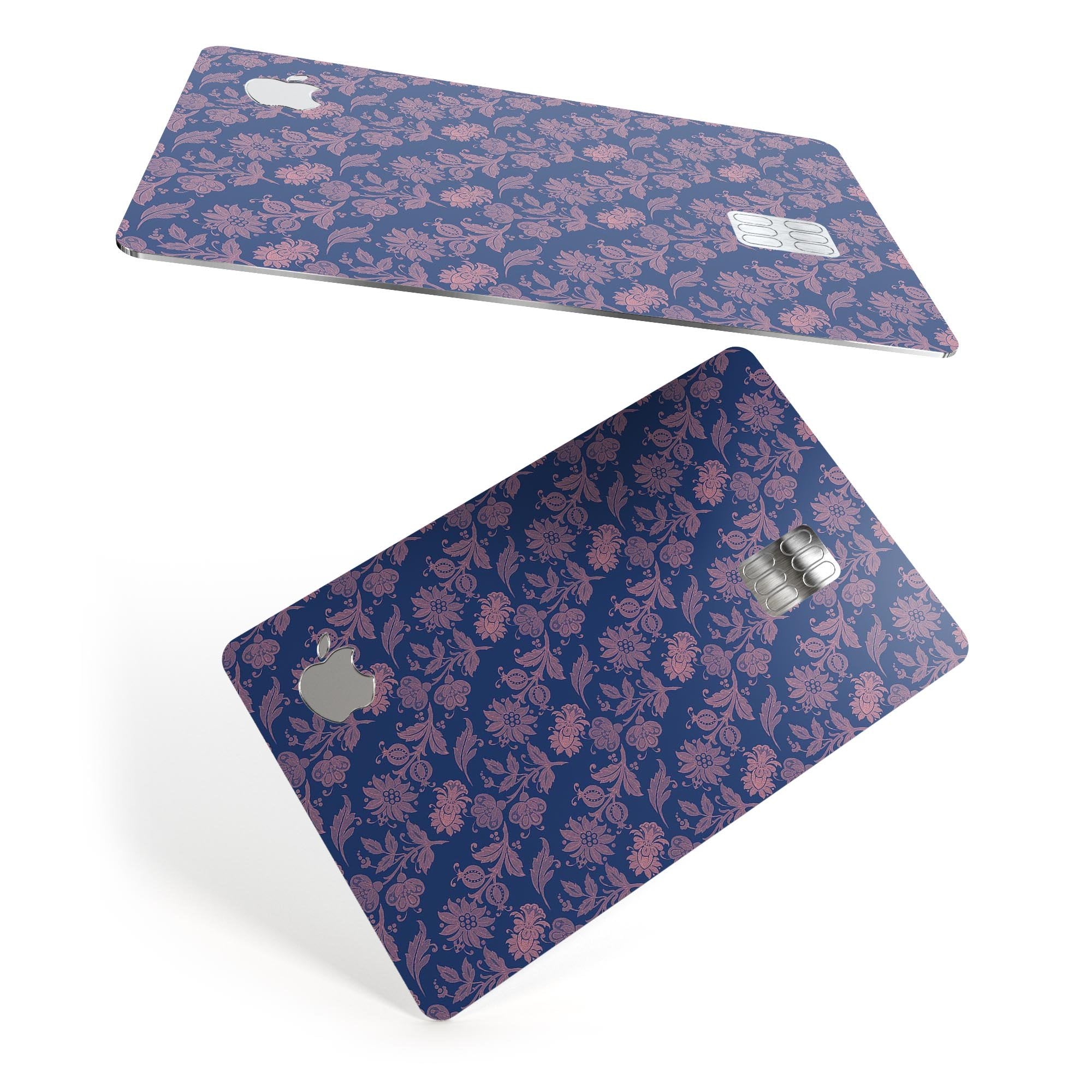 Vintage Coral Floral Over Navy - Premium Protective Decal Skin-Kit