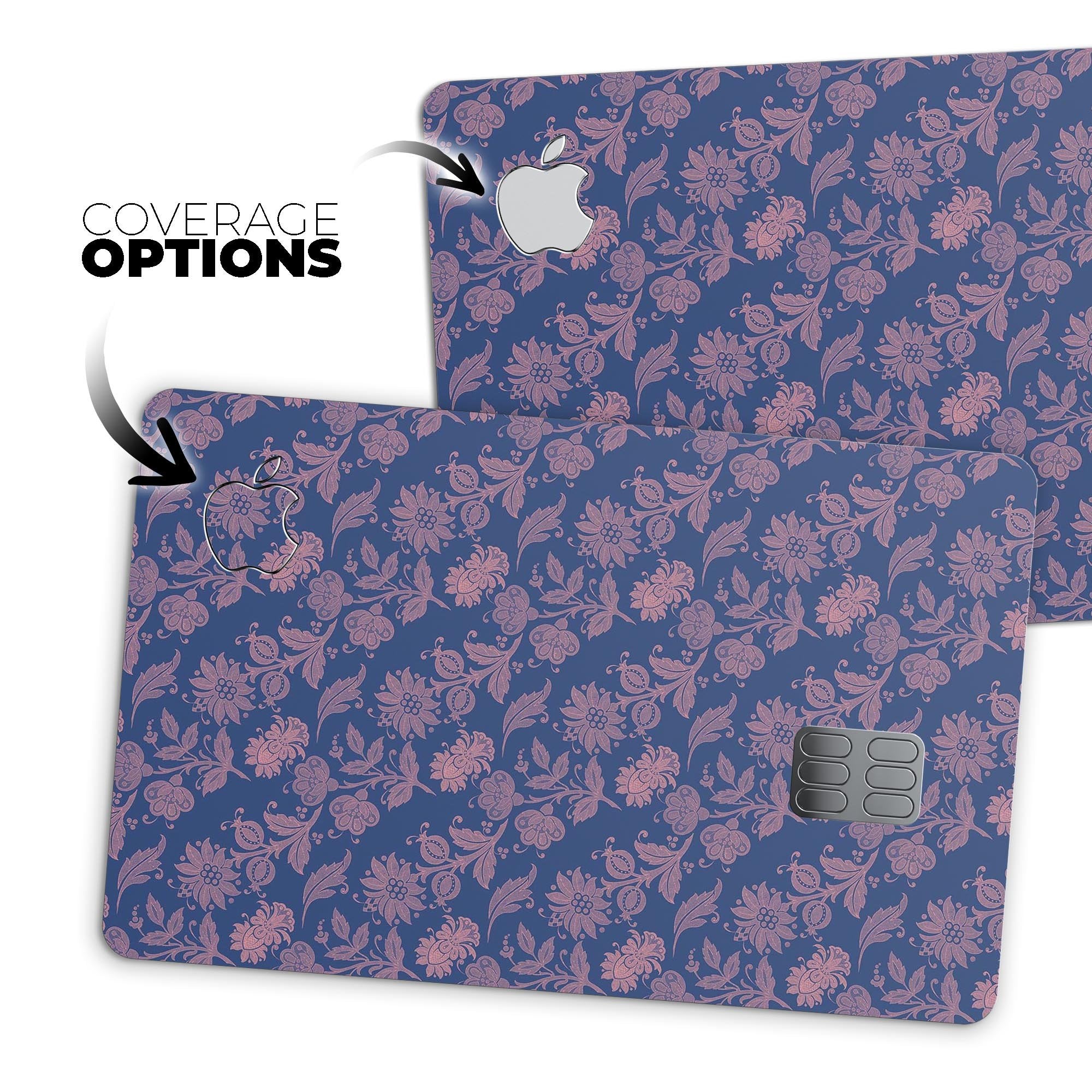 Vintage Coral Floral Over Navy - Premium Protective Decal Skin-Kit