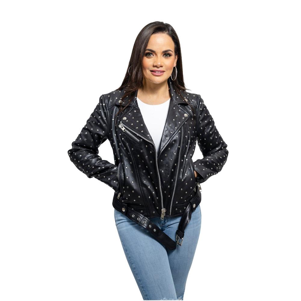 Women's asymmetrical studded jacket, Claudia