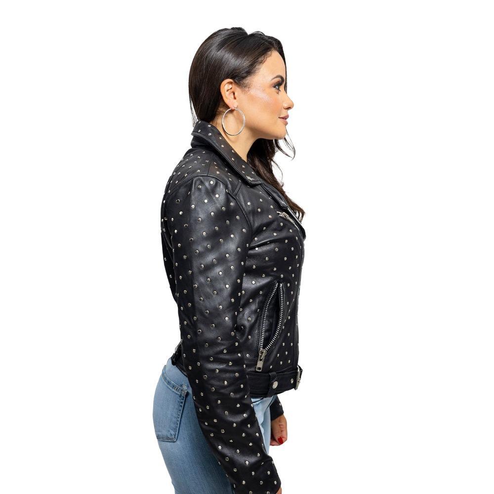 Women's asymmetrical studded jacket, Claudia