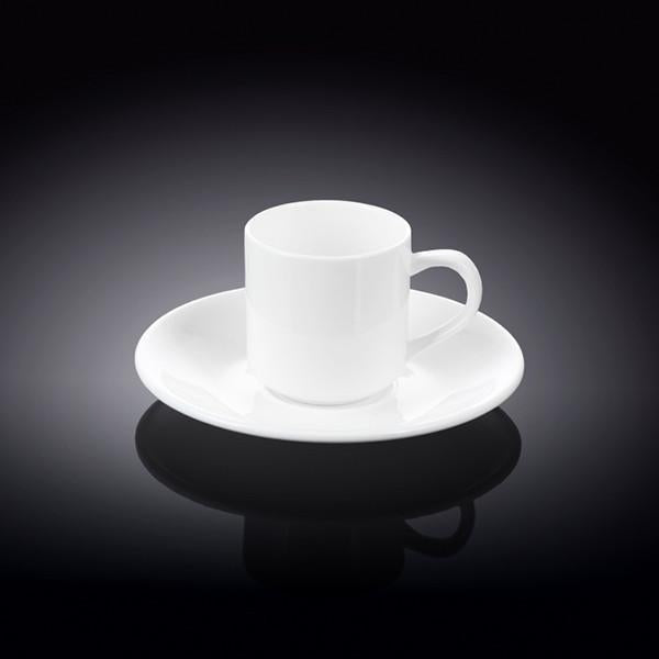 Wilmax Fine Porcelain White 3 Oz | 90 Ml Coffee Cup & Saucer