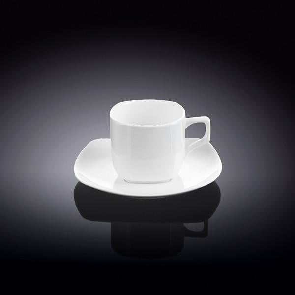 Wilmax Fine Porcelain White 3 Oz | 90 Ml Coffee Cup & Saucer