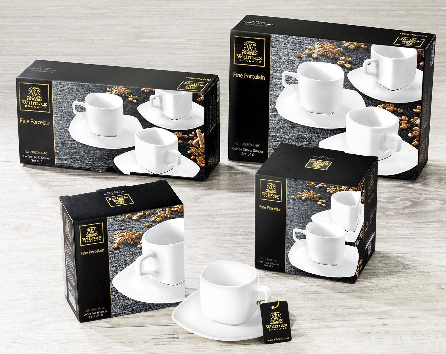 Wilmax Fine Porcelain White 3 Oz | 90 Ml Coffee Cup & Saucer