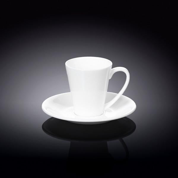 Wilmax Fine Porcelain White 4 Oz | 110 Ml Coffee Cup & Saucer