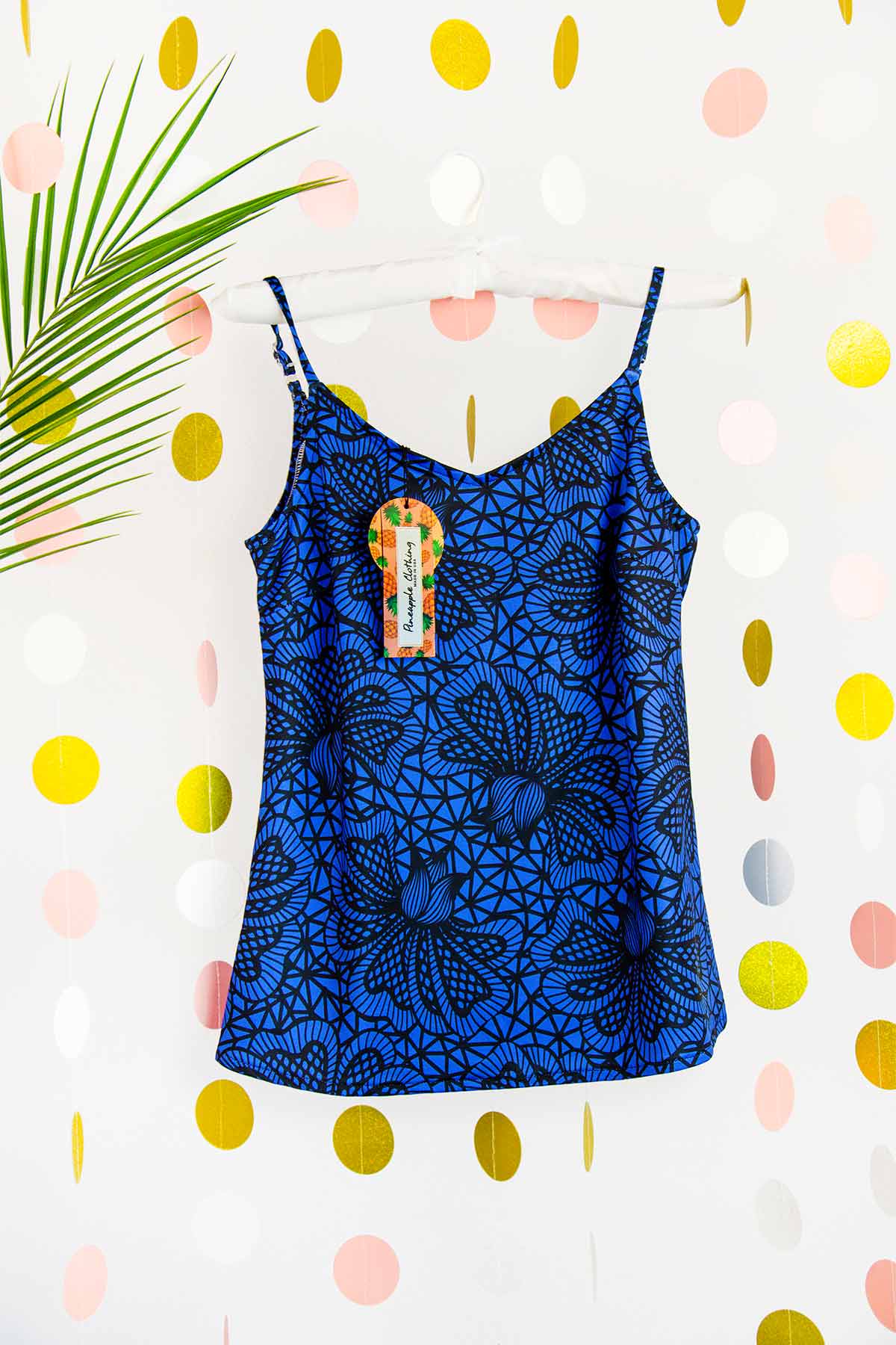 Blue Soulmate Ella Lace Print V-Neck Camisole - Women