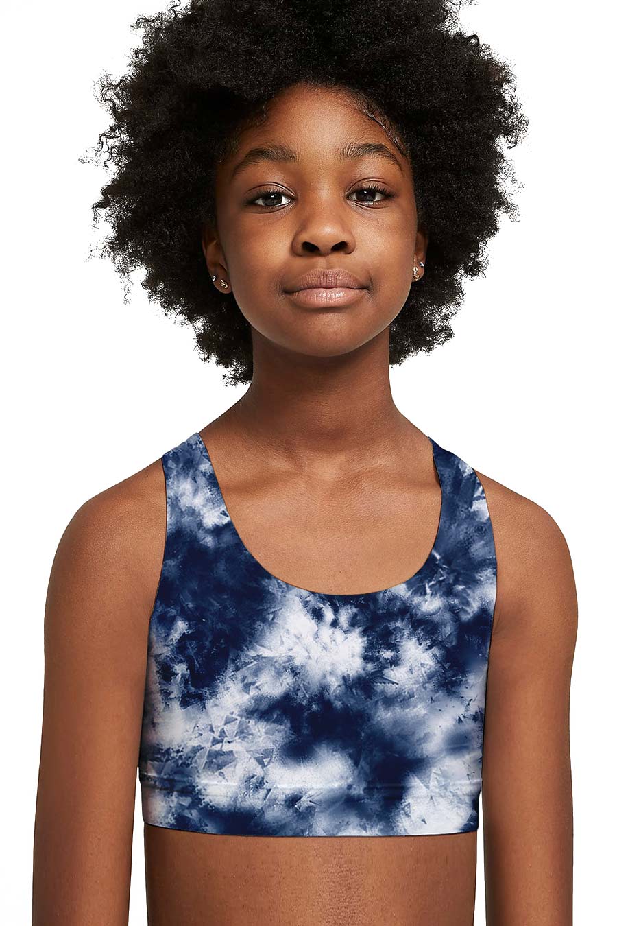 Waterfall Stella Blue Tie Dye Racerback Sports Bra Crop Top - Kids | Ochre Molly