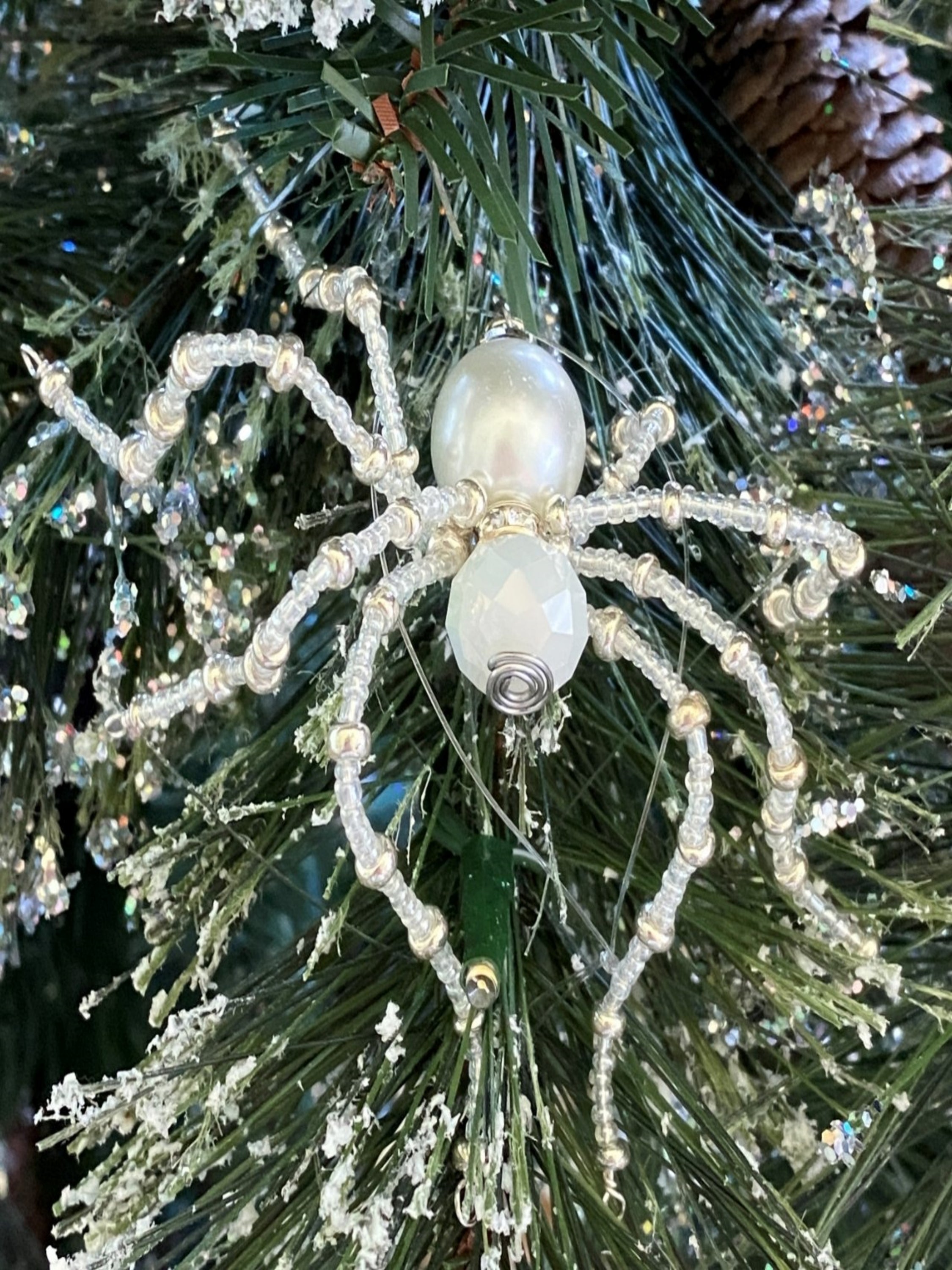 White and SilverChristmas Spider