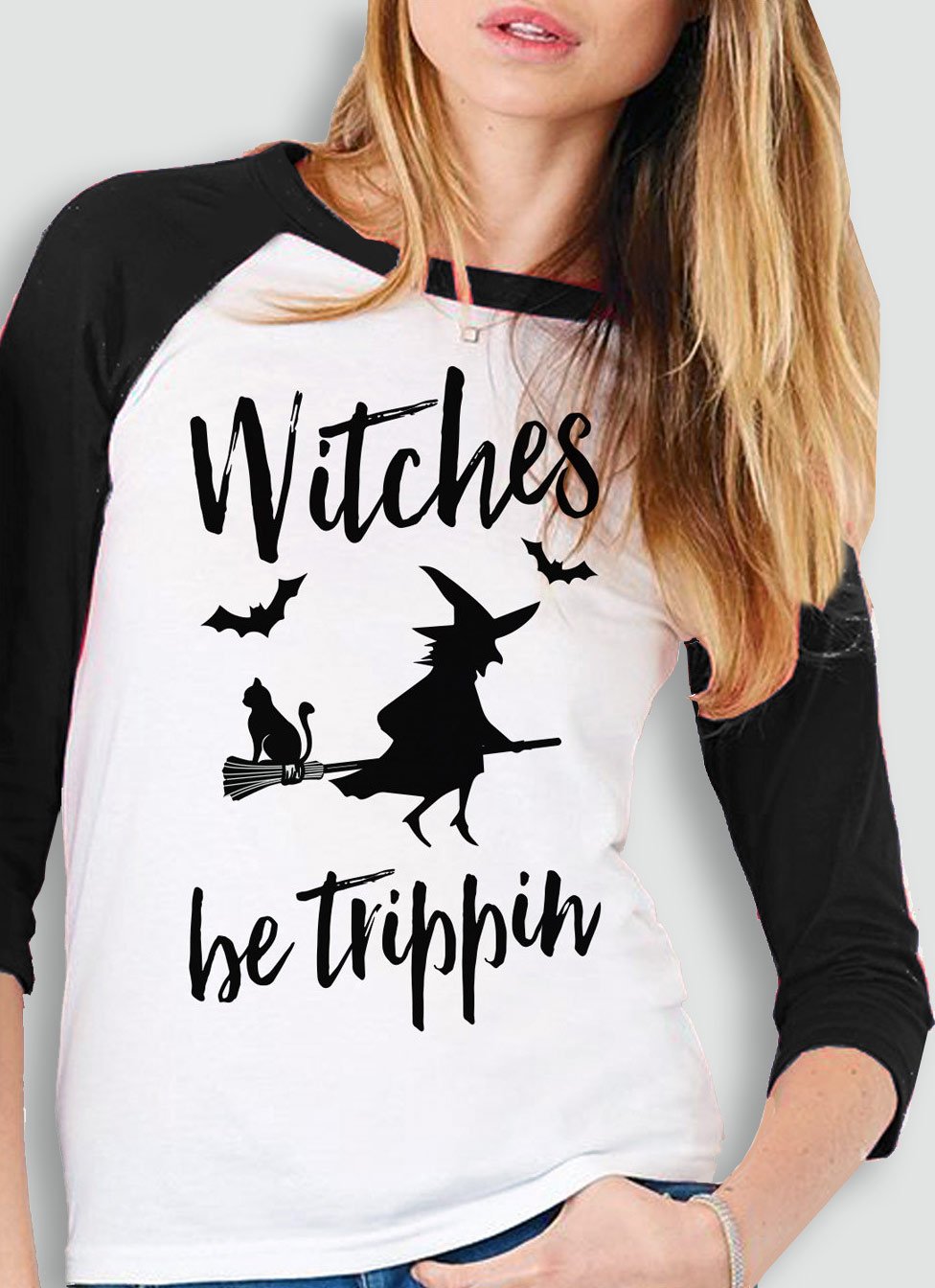 "Witches Be Trippin" Halloween Baseball Tee