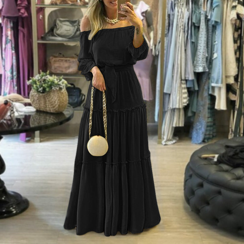 Slash Neck Long Dress