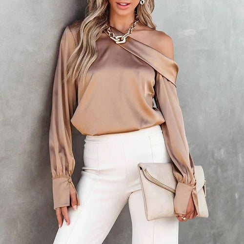 Sexy Off Shoulder Satin Blouse Pullover