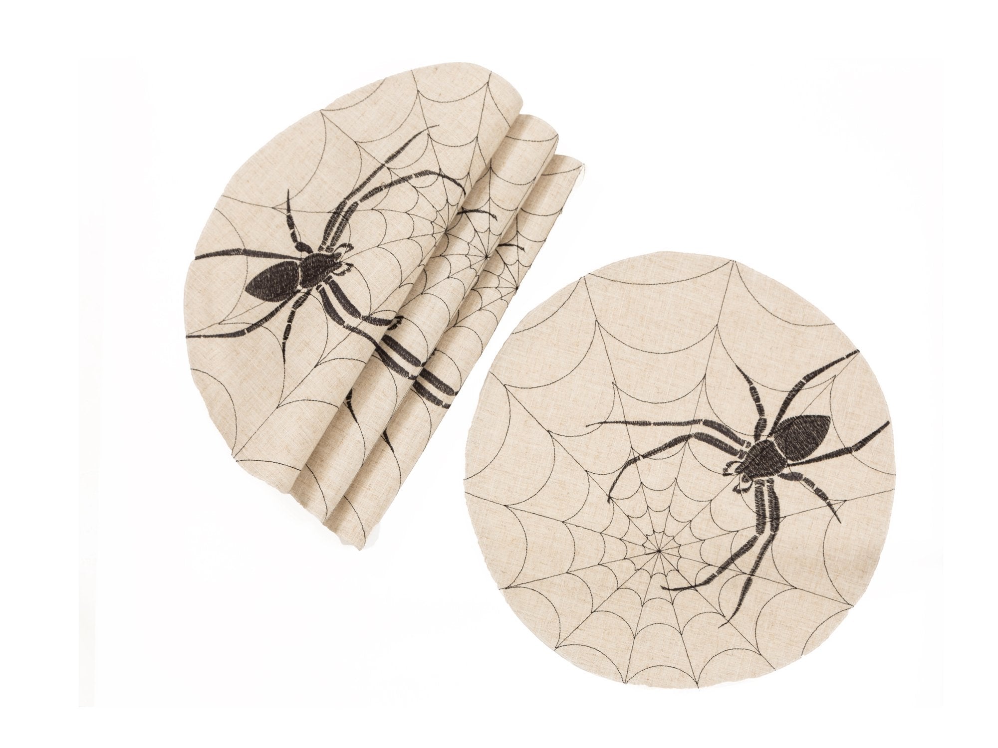 XD18803 Halloween Creepy Spiders 16'' Placemats, Set of 4 | Pink Leto