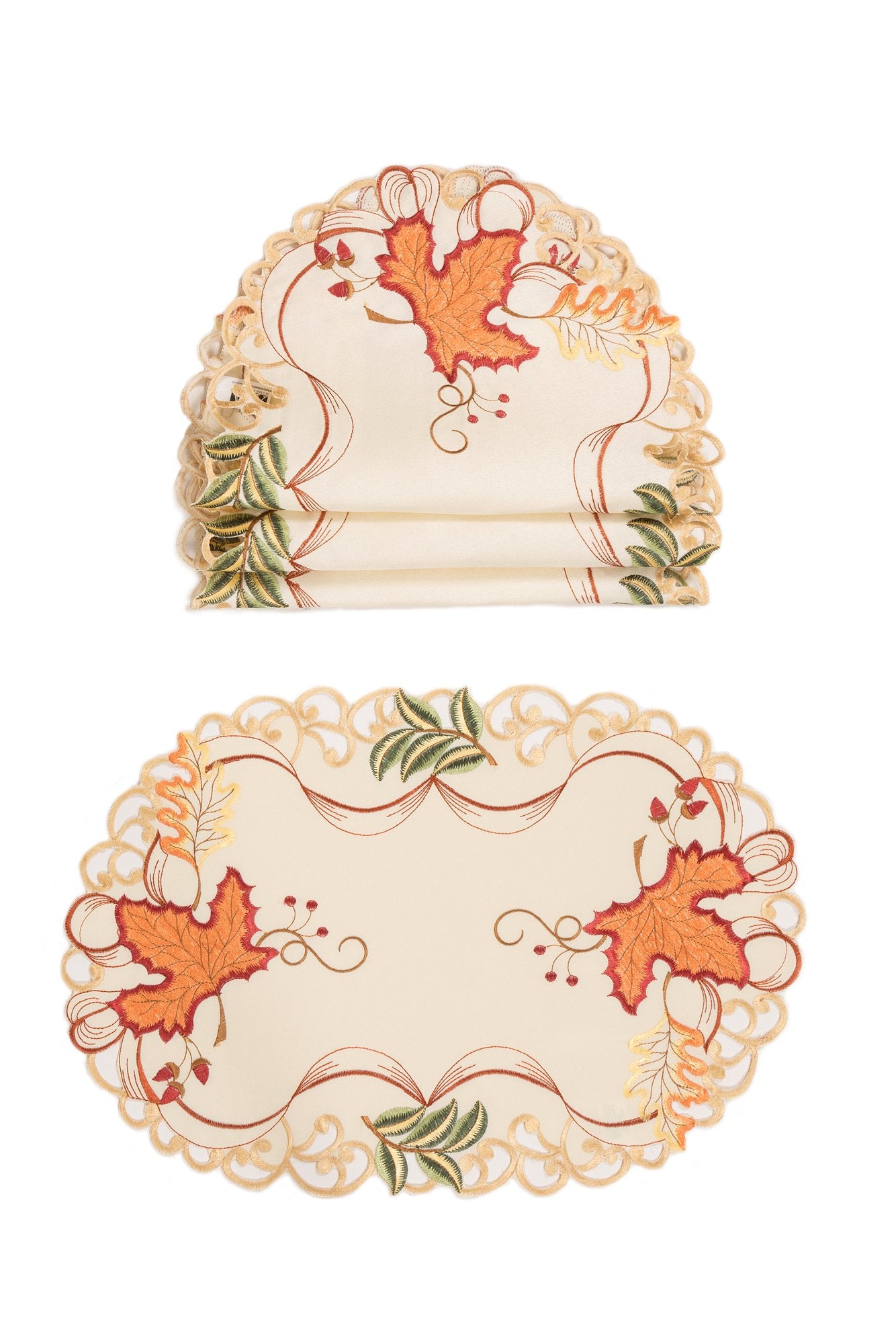 XD18808 Falling Leaves 13'' x 19'' Placemats, Set of 4 | Pink Leto