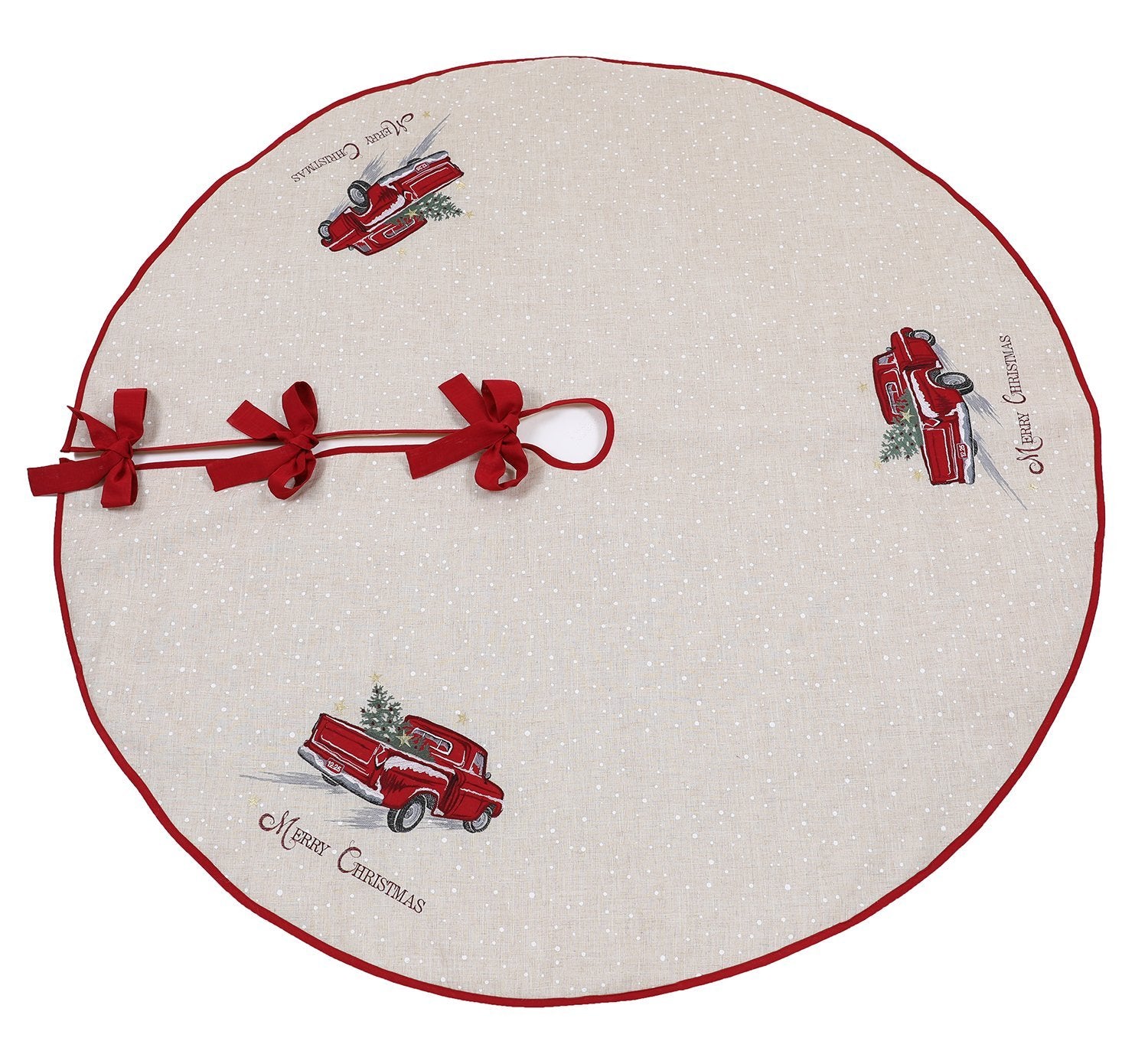 XD19812-Merry Christmas Truck Embroidered Tree Skirt 56 Inch Round, - Zomdo Marketplace | Zomdo.com