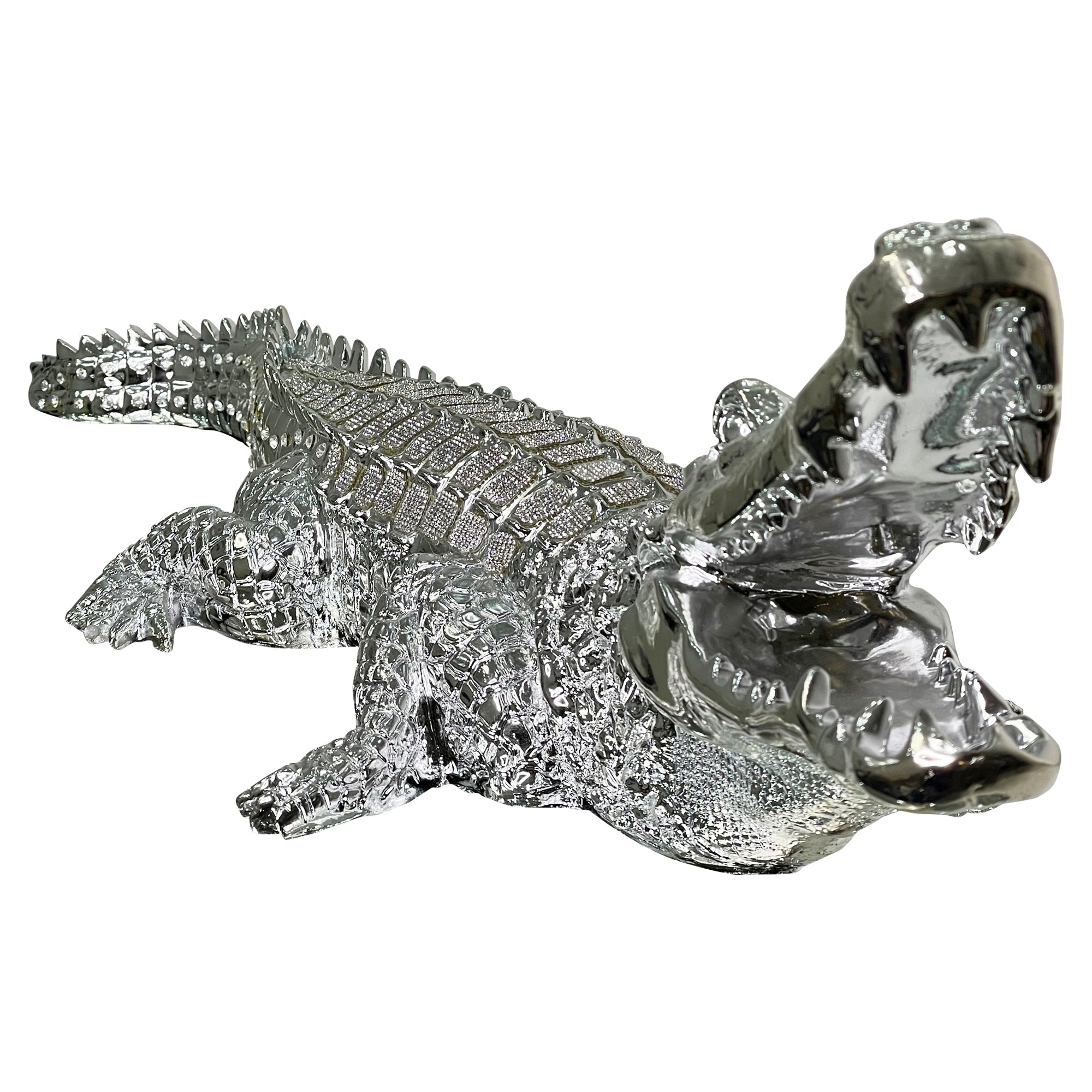 Ambrose Diamond Encrusted Chrome Plated Crocodile