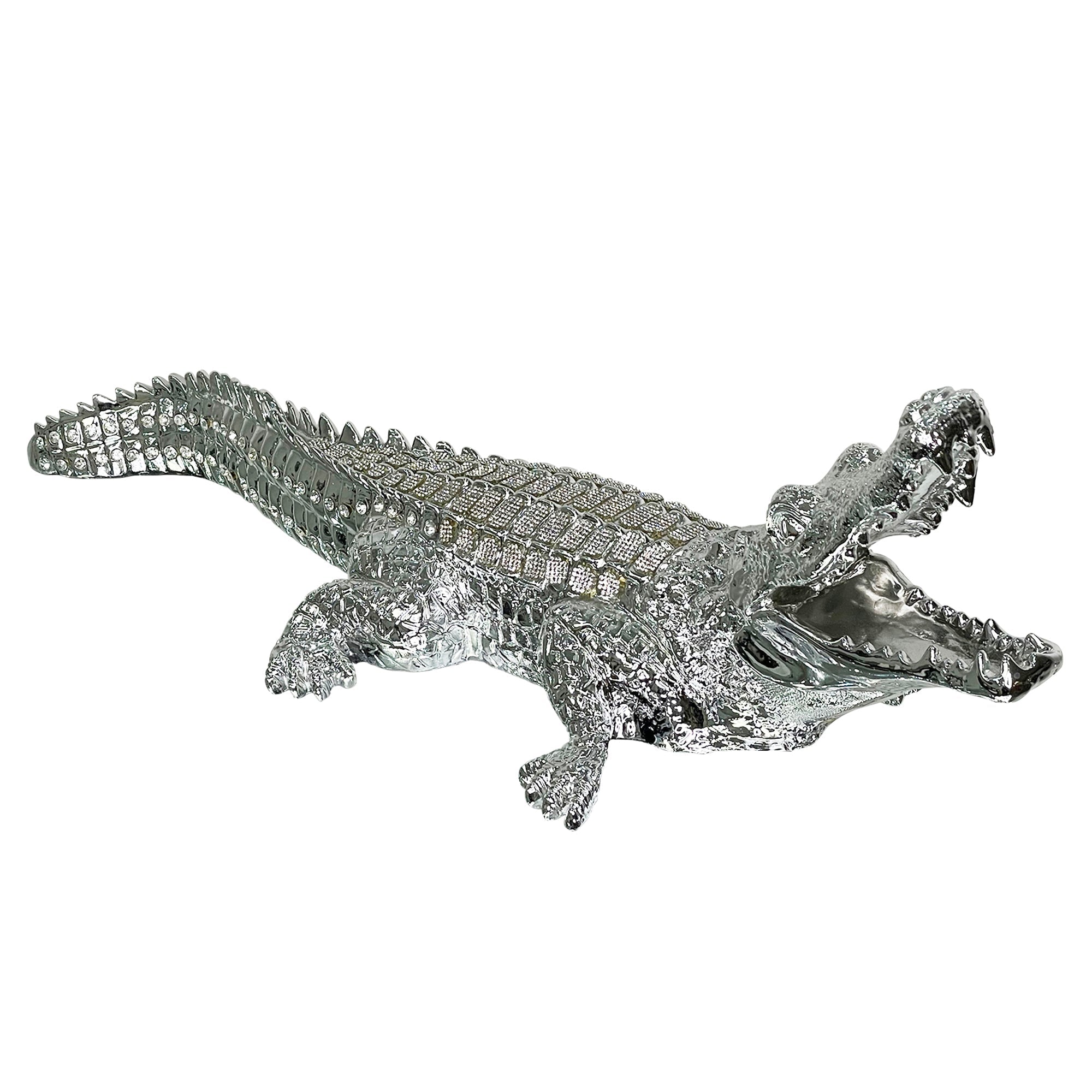 Ambrose Diamond Encrusted Chrome Plated Crocodile