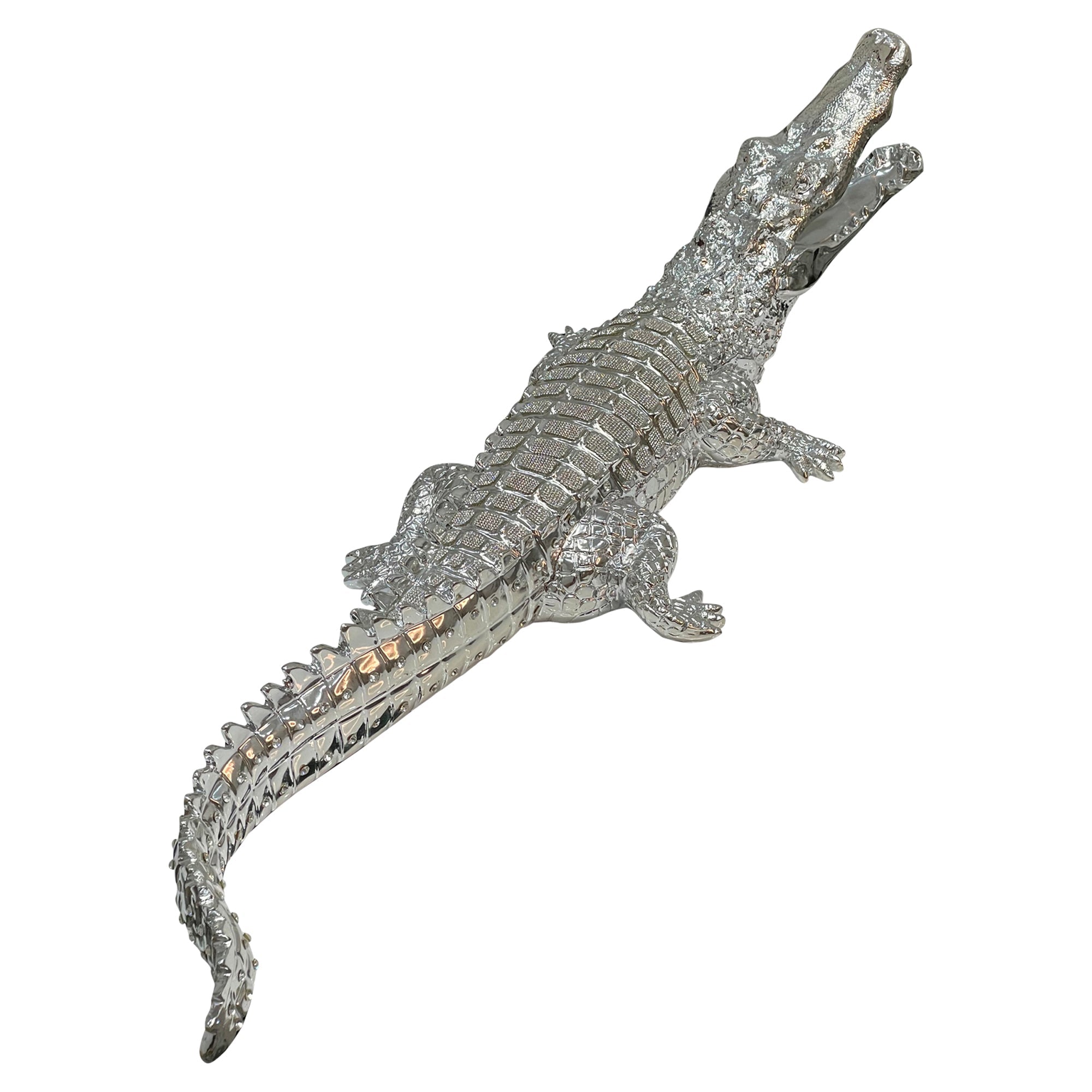 Ambrose Diamond Encrusted Chrome Plated Crocodile