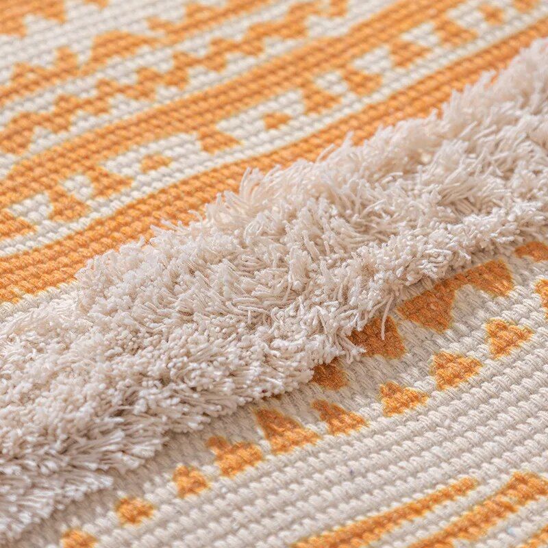 Bohemian Cotton Linen Woven Tassel Rug