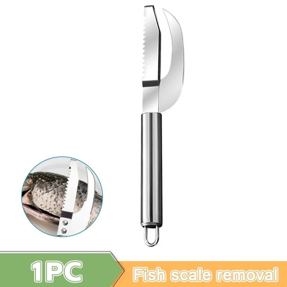 3-in-1 Stainless Steel Fish Scale Remover & Kitchen Seafood Prep Tool