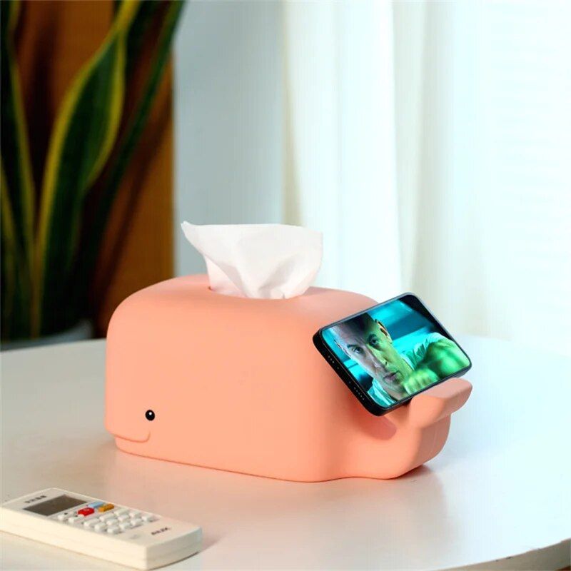 Creative Silicone Tissue Box with Mobile Phone Stand