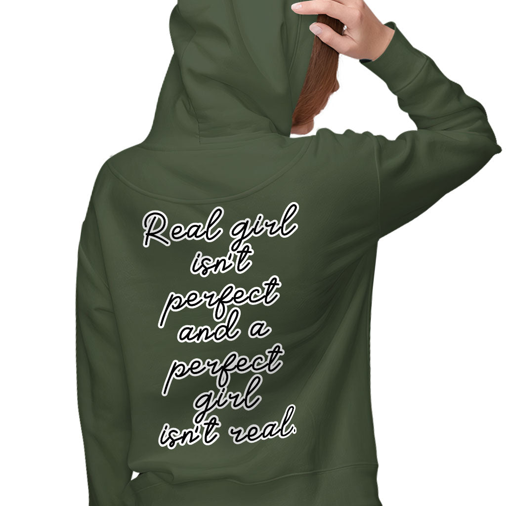 Real Girl Isn't Perfect Women's Zip Hoodie - Themed Hooded Sweatshirt - Best Design Hoodie