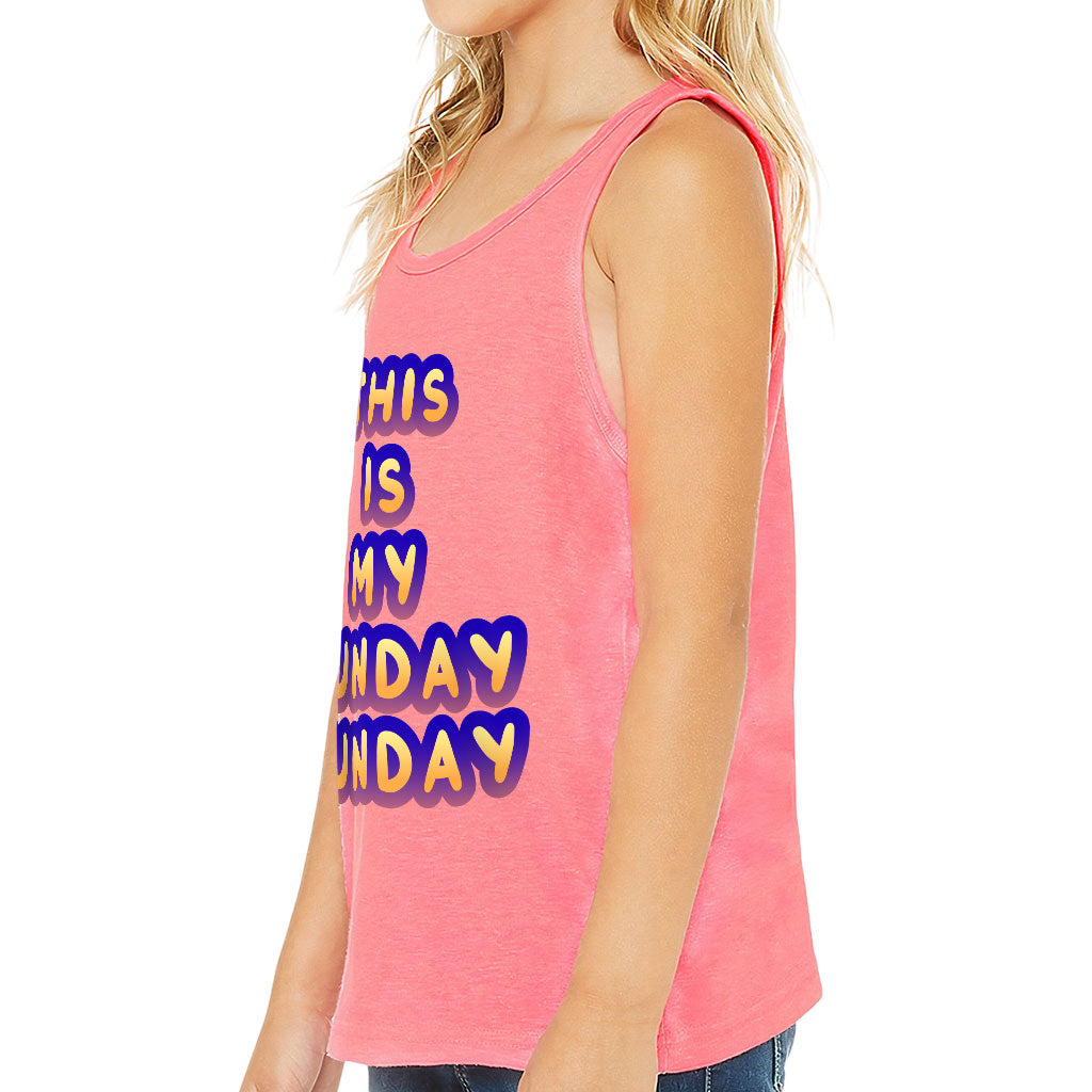 Sunday Funday Kids' Jersey Tank - Cute Design Sleeveless T-Shirt - Graphic Kids' Tank Top