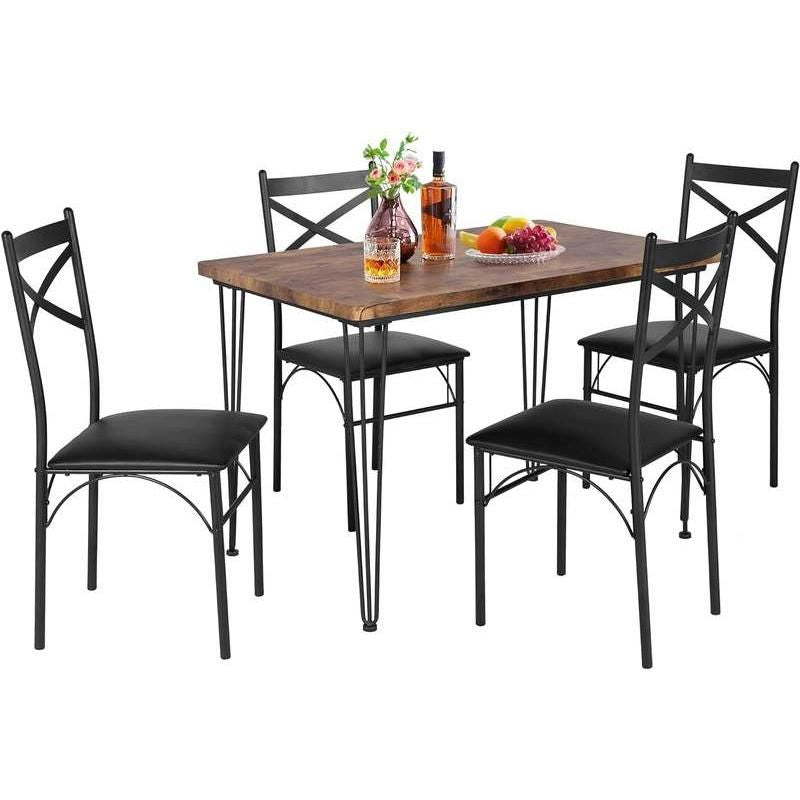 Compact 3-Piece Square Dining Set with PU Cushion Chairs