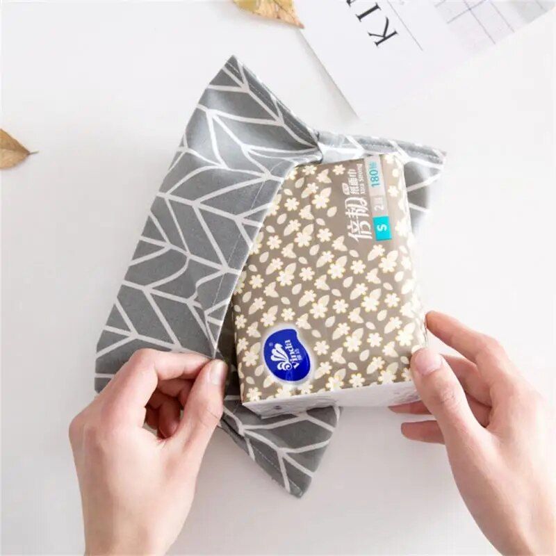 Versatile Cotton Linen Tissue Box Cover - Portable & Stylish Paper Dispenser for Home and Car