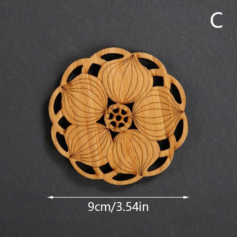 Creative Lotus Flower Wooden Drink Coasters - Stylish Home Decor